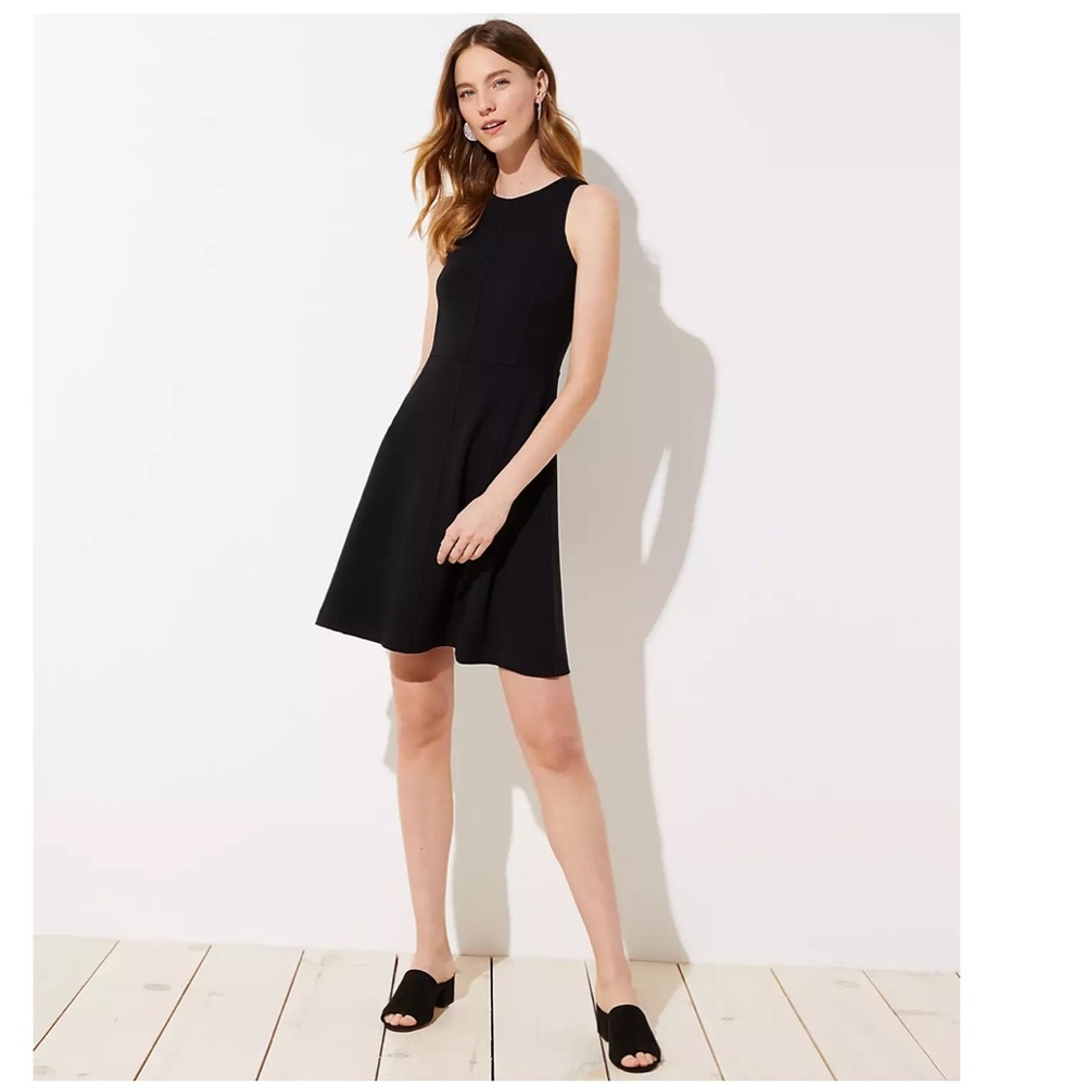LOFT Petite Ponte Pocket Flare Dress
